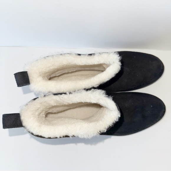 Jenni Kayne Suede Moc Shearling Lined Slip On Ankle Snow Boots Black Women’s 40 - Picture 7 of 10